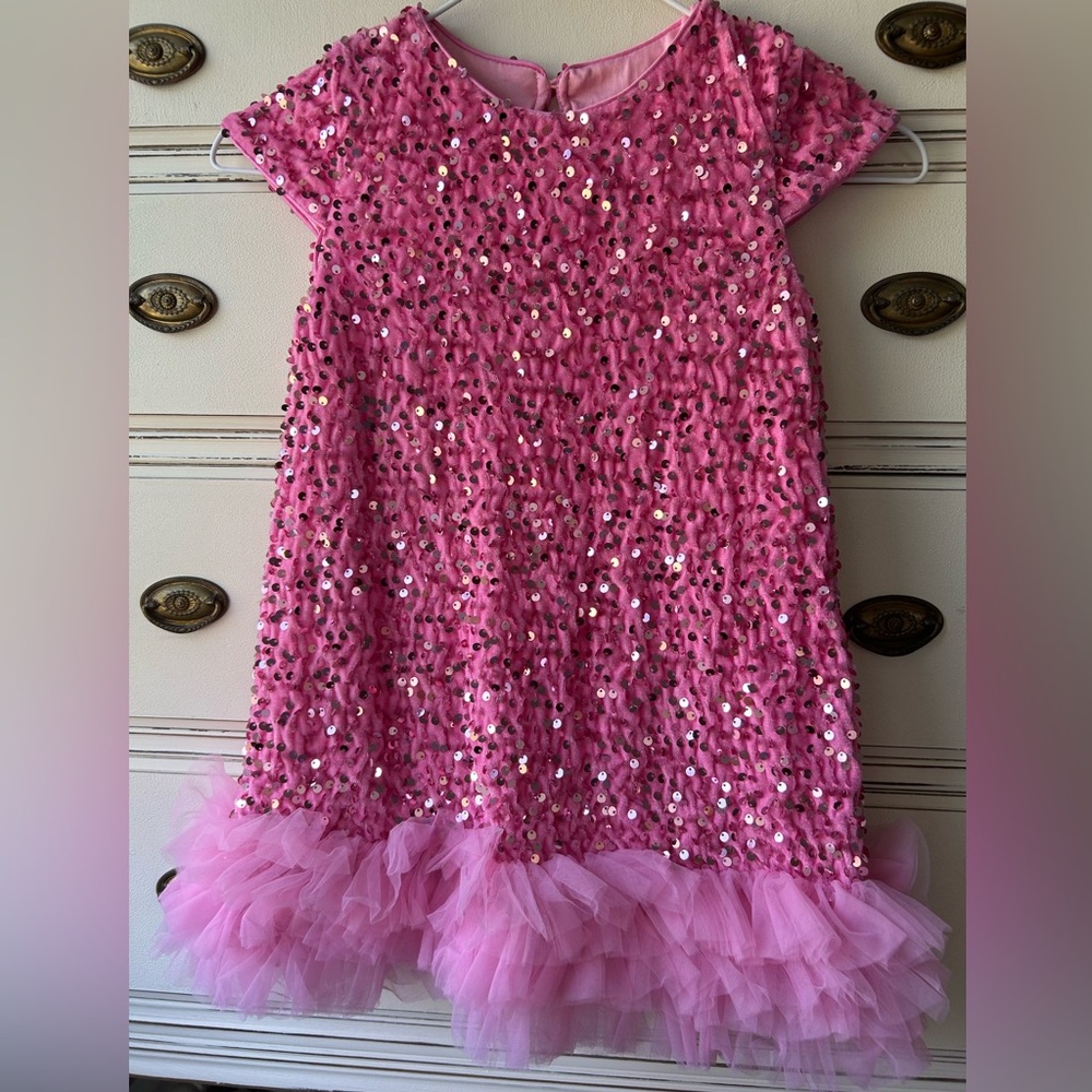 Girls Pink Sequin Party Dress